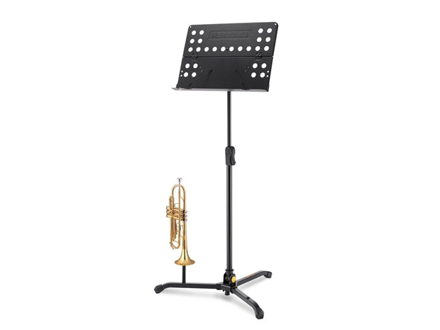 Hercules Orchestra Music Stand - Foldable Perforated Desk w/ Instrument Peg Holes