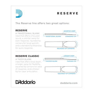 D'Addario Reserve Reeds Bb Clarinet - Box of 10