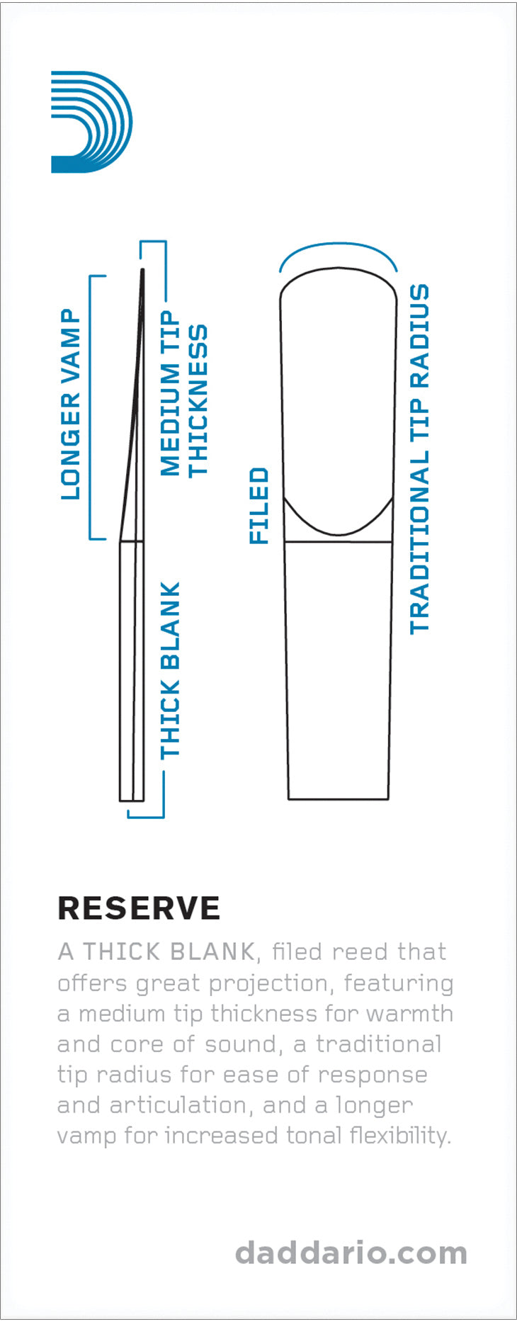 D'Addario Reserve Reeds Bass Clarinet - Box of 5